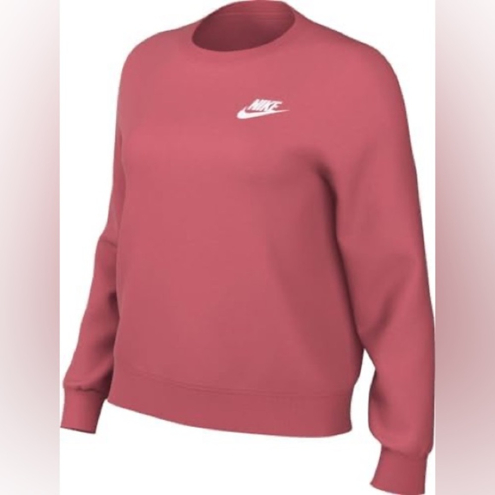 NWOT Nike Women's Nsw Club Flc Crestd Sweatshirt Coral White - Picture 2 of 13